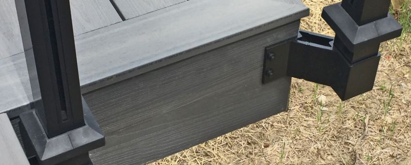 Corner Fascia Mount deck railing post by Century Aluminum Railings