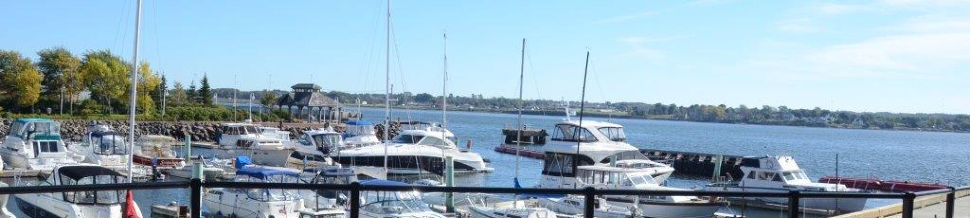Glass railing system at a yacht club