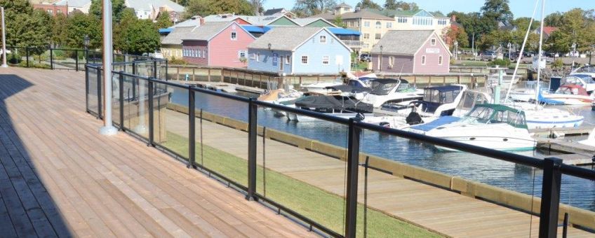 Unobstructed view of the waterfront from a yacht club