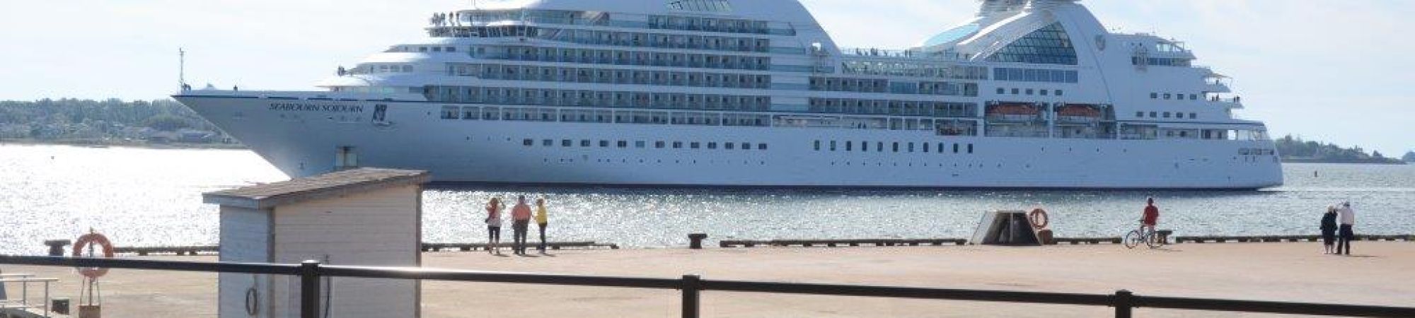 Glass railings kit in a commercial setting on the waterfront