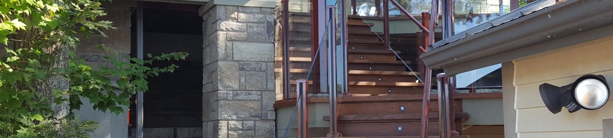 Staircase with pipe handrails