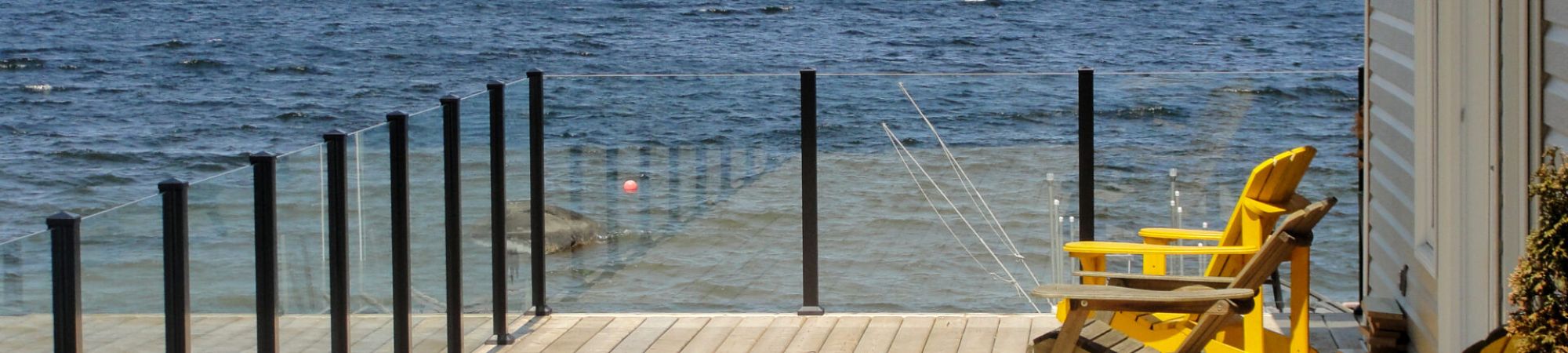 Glass railings on an oceanfront deck