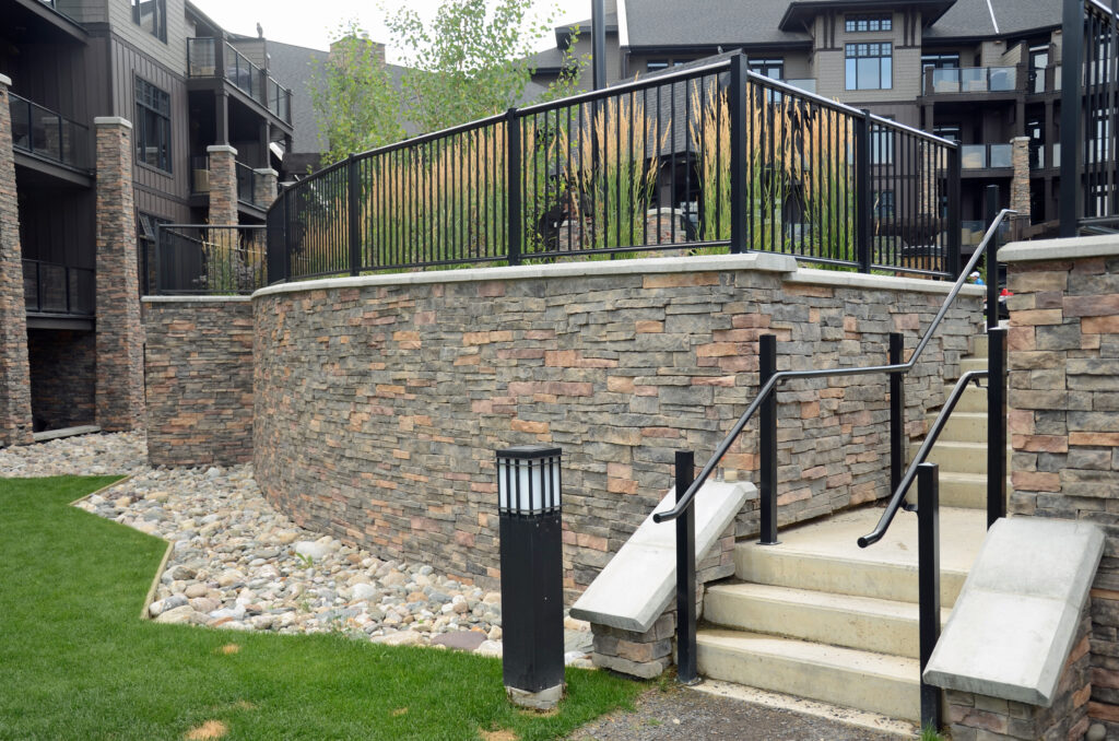 Century Aluminum Pipe Railing on a concrete stair case