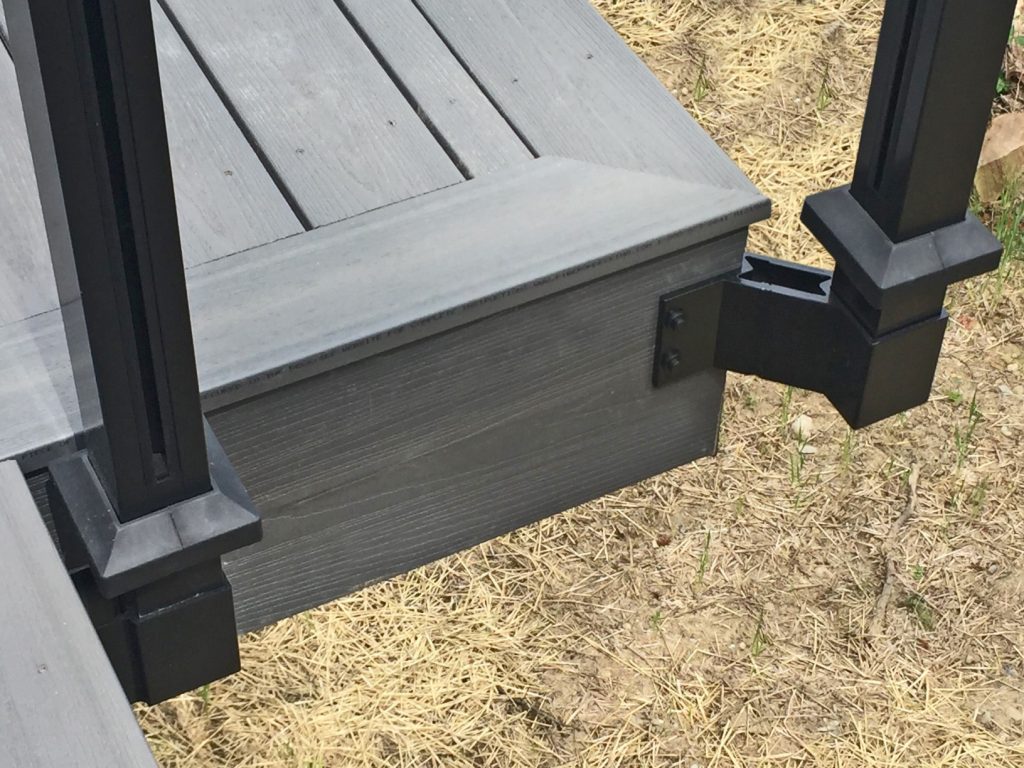 Corner Fascia Mount deck railing post by Century Aluminum Railings