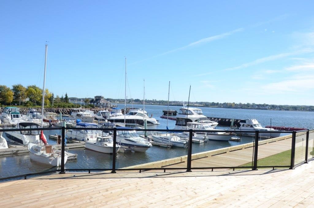 Glass railing system at a yacht club
