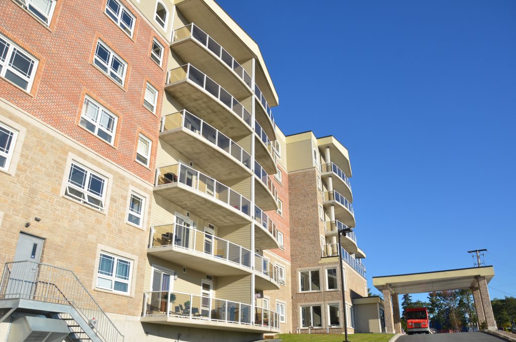 Condos with glass railings