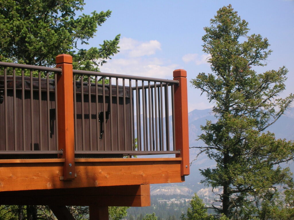 Black aluminum railings on deck