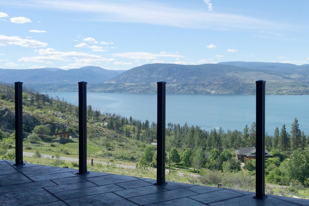 Glass Railings in Okangan backyard